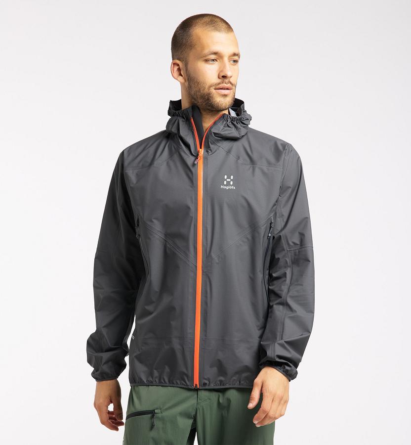 Haglöfs Mens L.I.M Comp Waterproof Jacket Black/Orange New Zealand 95603YXWF